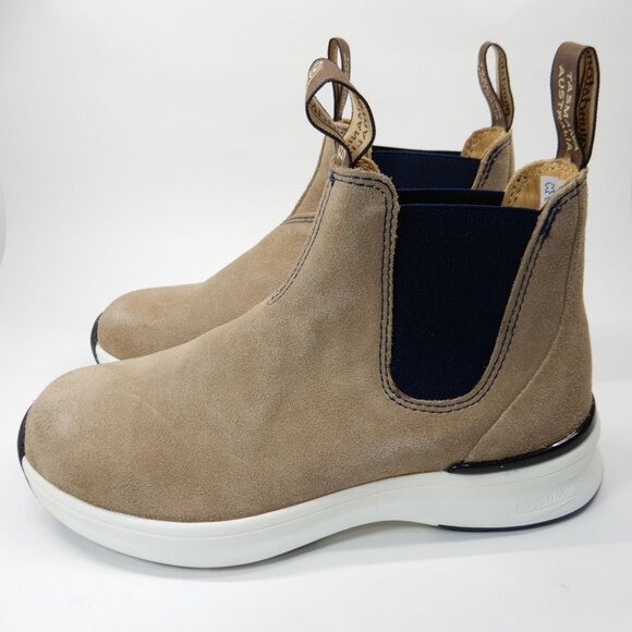 Blundstone 2146 Sneaker Chelsea Ankle Boots US 8 Suede Sand Beige Navy Comfy NEW - Picture 2 of 13